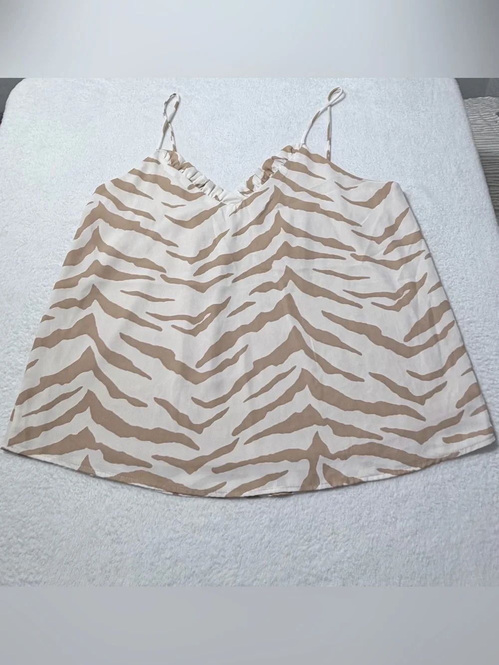 Adrienne Animal Print Cami Tank Top 2X Beige & Ivory Made in USA - Picture 3 of 7